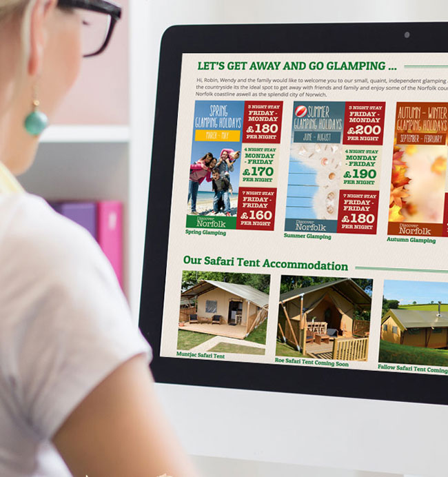 Glamping Camping website design Oxford